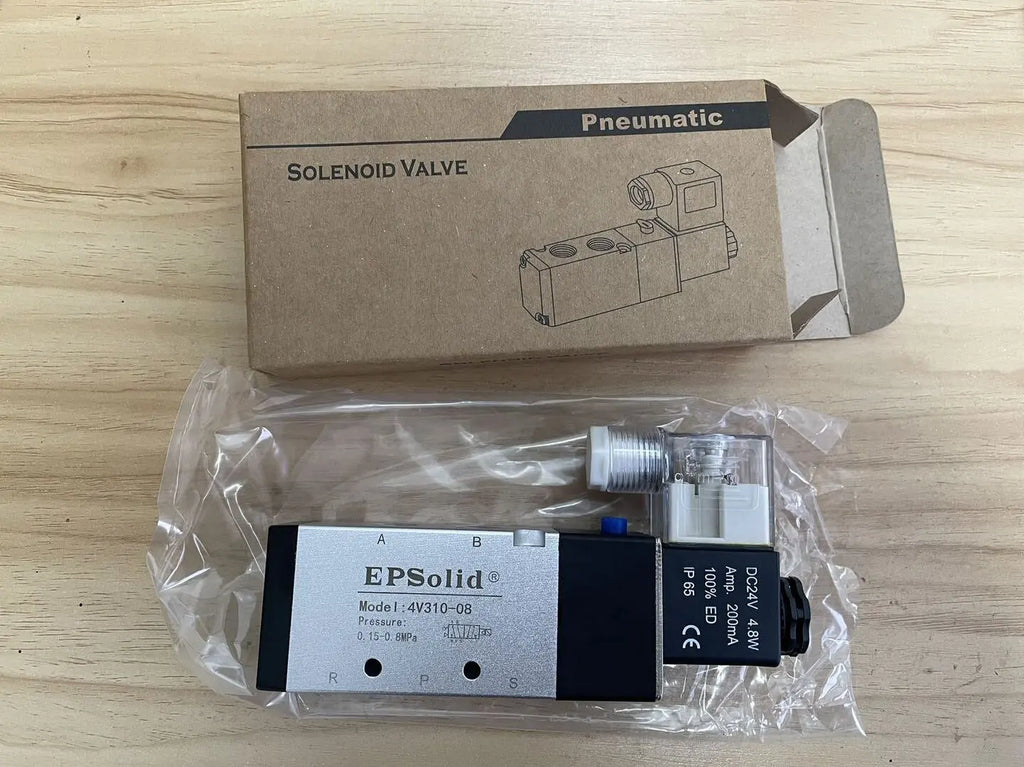 4V310-08 5 Ports 2 Position Single Solenoid Pneumatic Air Valve 1/4 BSPT DC 24V Manual Power Pilot Structure