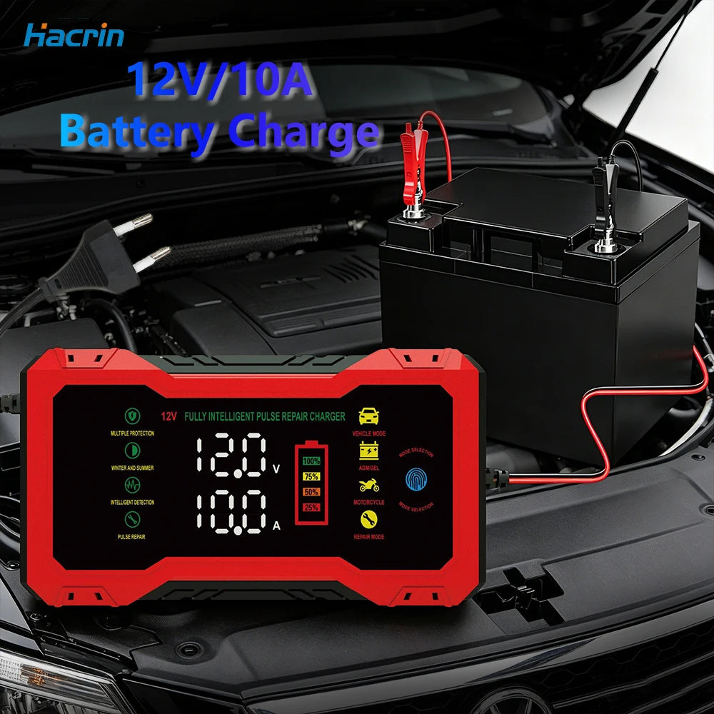 Car Battery Charger 12V Intelligent Automotive Battery Charger For Car and Motorcycle Power Puls Repair Charger Battery Charging