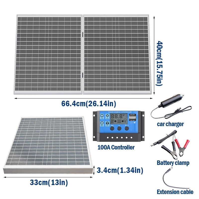 1000W Solar Panel Foldable Design with 12V Output High-Efficiency Portable Power Station for RV, Camping, Off-Grid Emergency Use