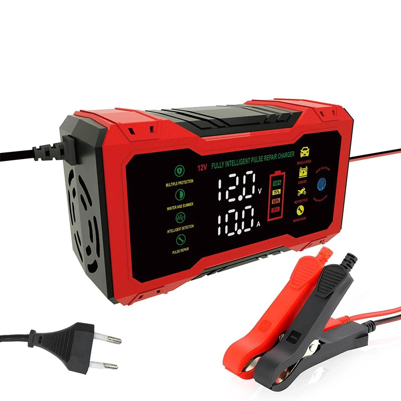 Car Battery Charger 12V Intelligent Automotive Battery Charger For Car and Motorcycle Power Puls Repair Charger Battery Charging