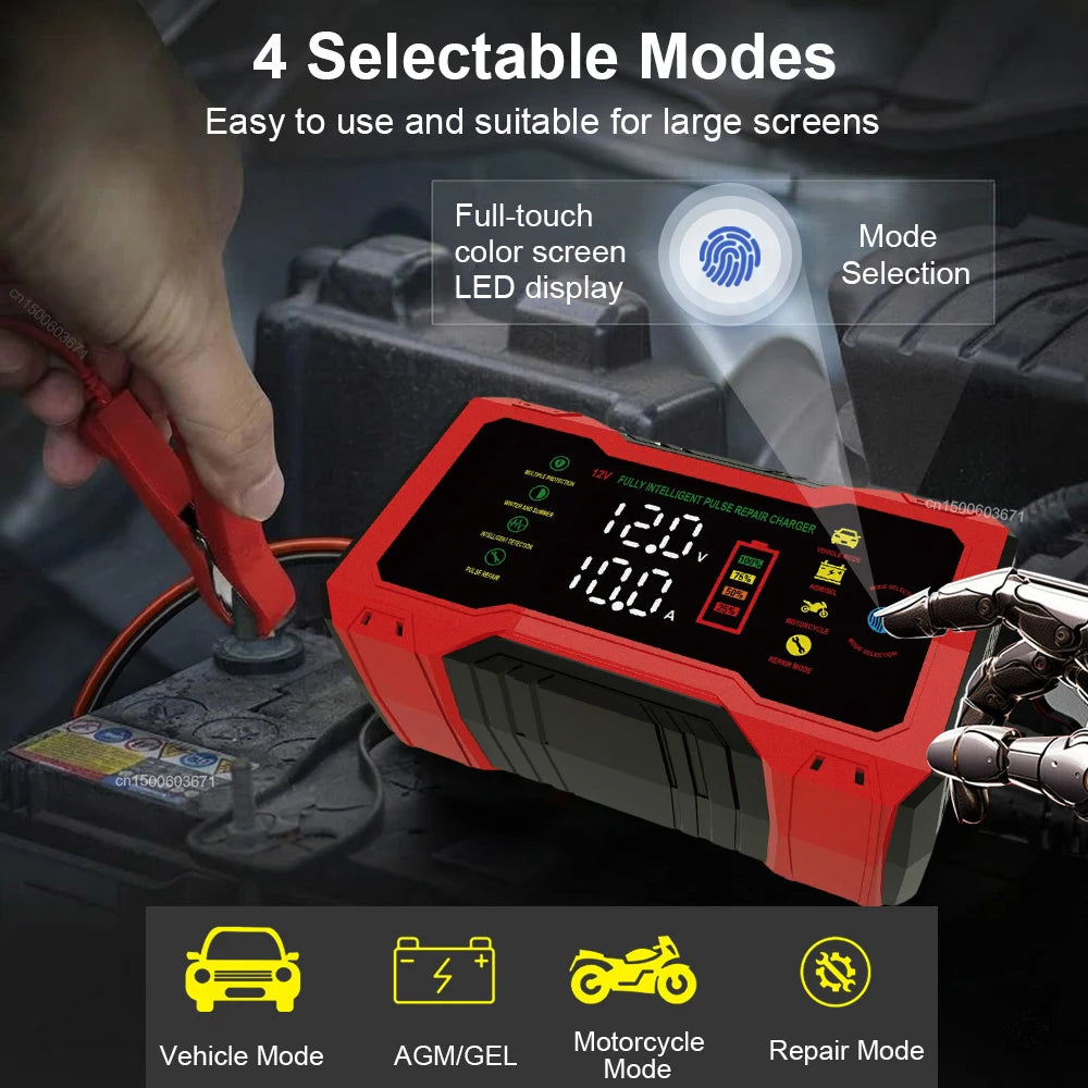 Car Battery Charger 12V Intelligent Automotive Battery Charger For Car and Motorcycle Power Puls Repair Charger Battery Charging