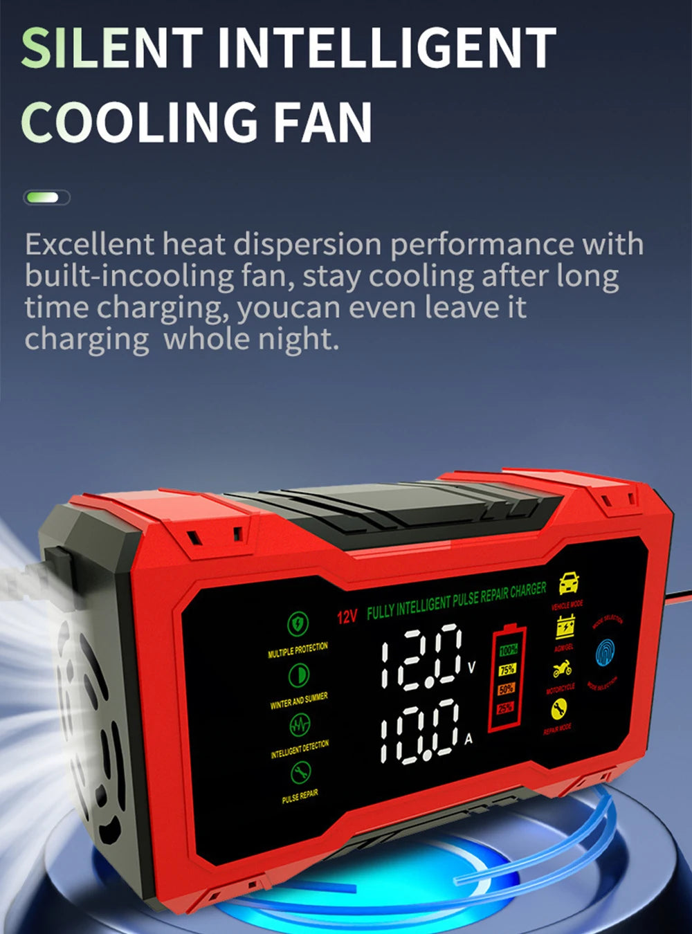 Car Battery Charger 12V Intelligent Automotive Battery Charger For Car and Motorcycle Power Puls Repair Charger Battery Charging