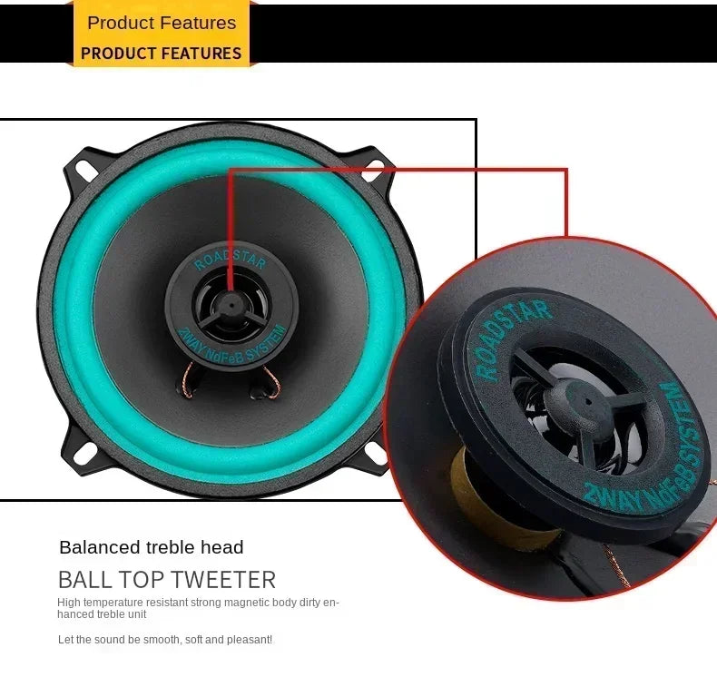 4/5/6.5 Inch Universal Car Coaxial Speakers HiFi Automotive Audio Full Range Frequency Subwoofer Enhanced Car Stereo Sound