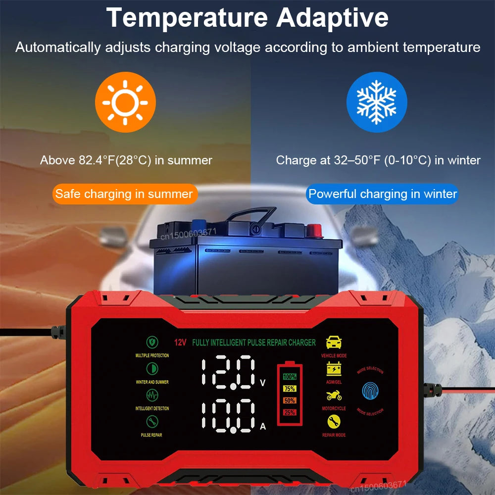 Car Battery Charger 12V Intelligent Automotive Battery Charger For Car and Motorcycle Power Puls Repair Charger Battery Charging